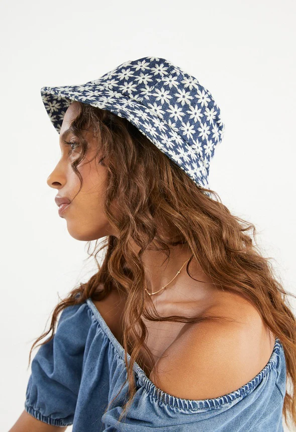 Denim Floral Bucket Hat - Image 5