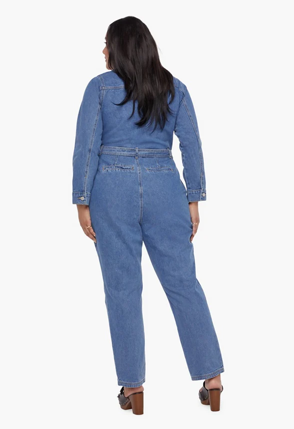 Plus Size Denim Jumpsuit - Image 3