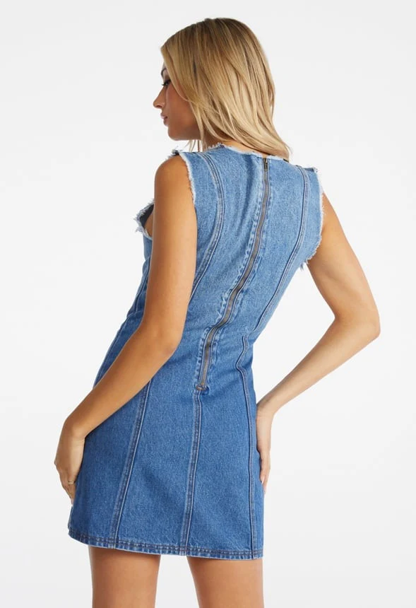 Denim Shift Mini Dress - Image 2