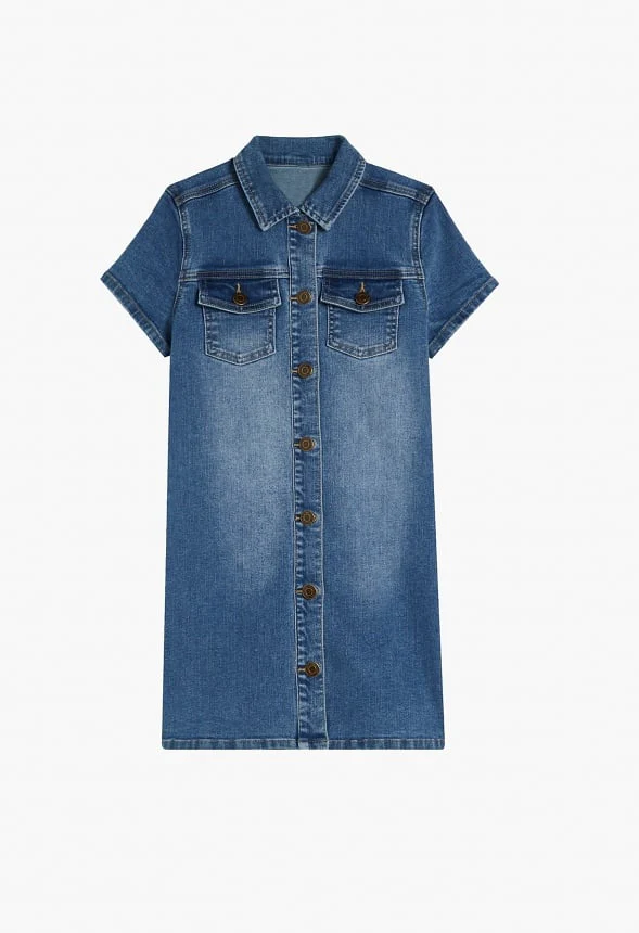 Denim Shirt Dress - Image 2