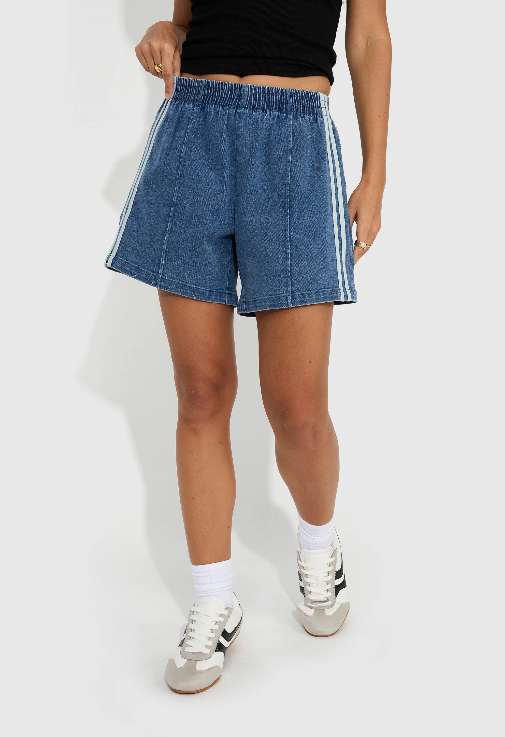 Denim Track Shorts - Image 3