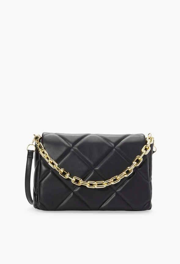 Diamond Quilted Crossbody With Oval Chain - Image 3