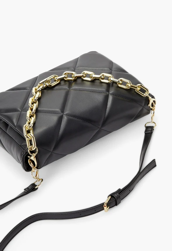 Diamond Quilted Crossbody With Oval Chain - Image 5