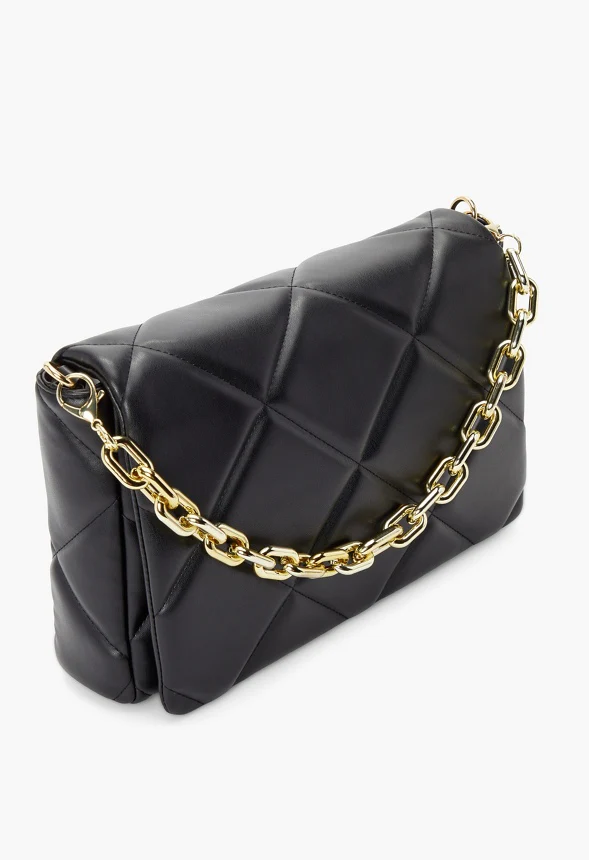Diamond Quilted Crossbody With Oval Chain - Image 6