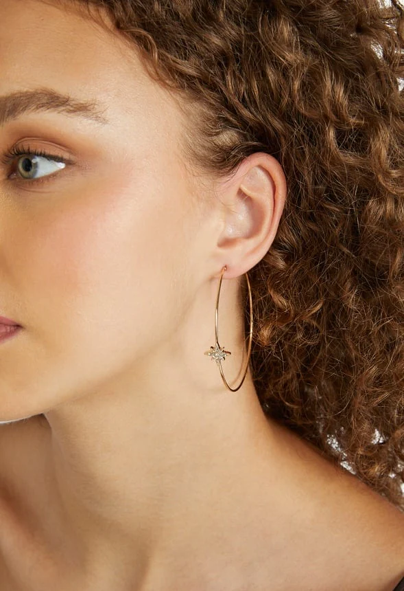 Diana Pave Celestial Motif Hoop Earrings