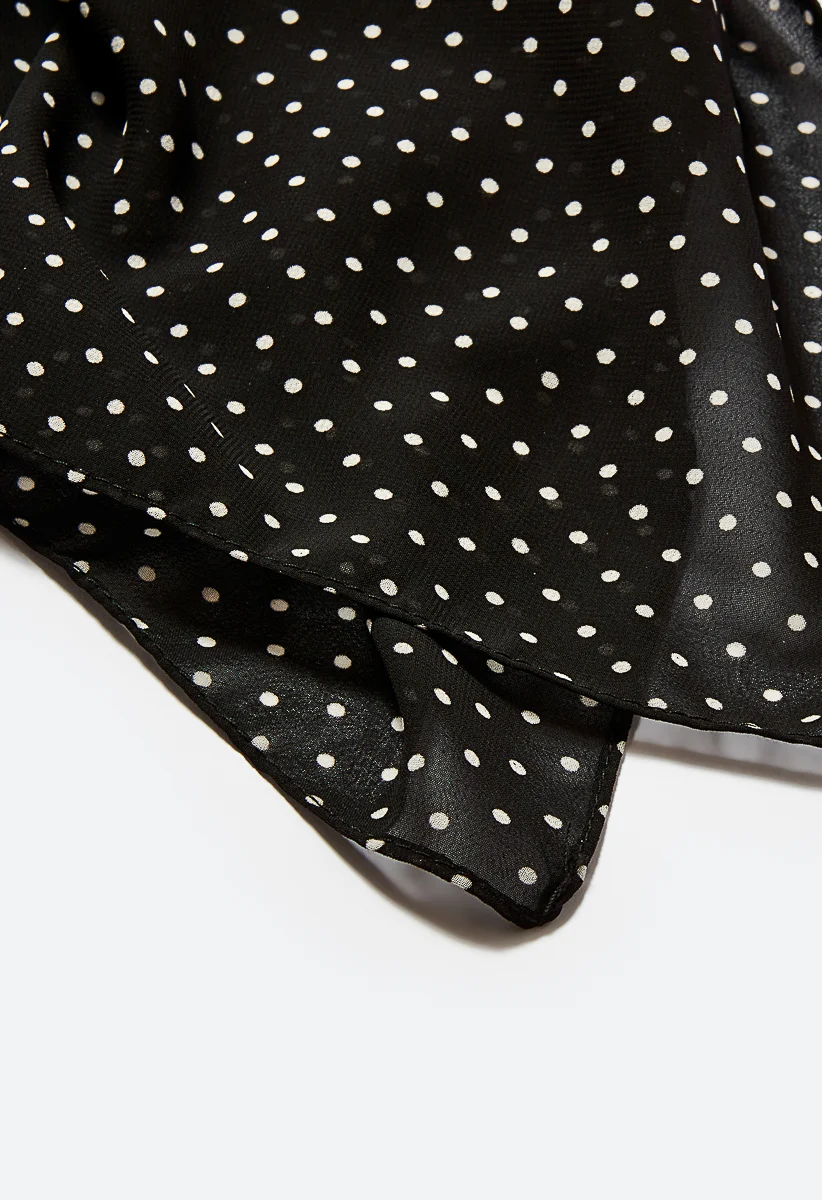 Dotty Long Woven Pola Dot Print Rectangle Scarf - Image 4