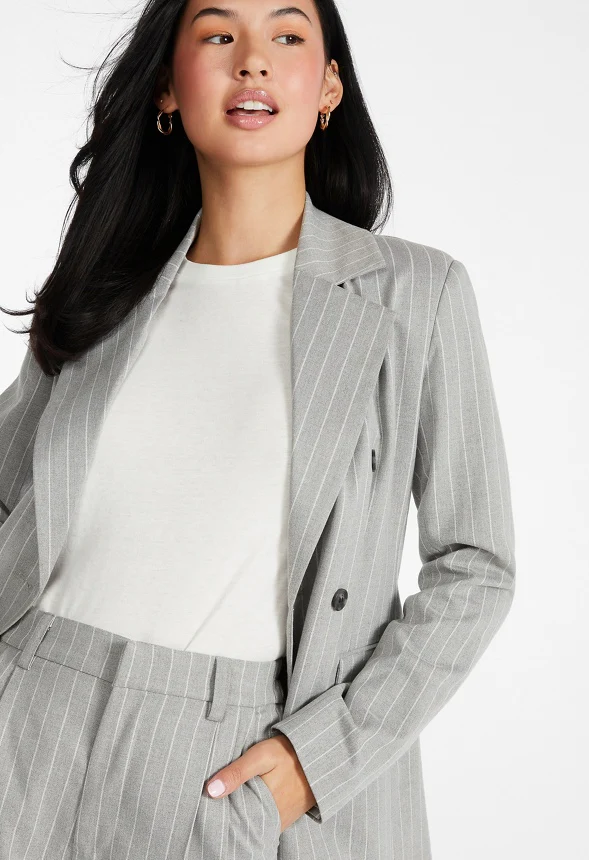 Double Breasted Straight Blazer - Image 4