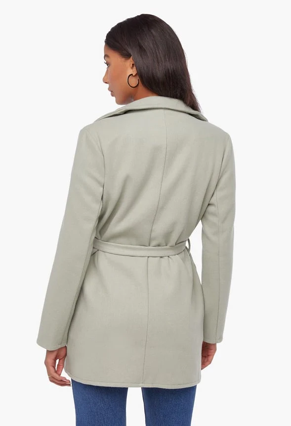 Drape Front Wrap Double Knit Jacket - Image 2