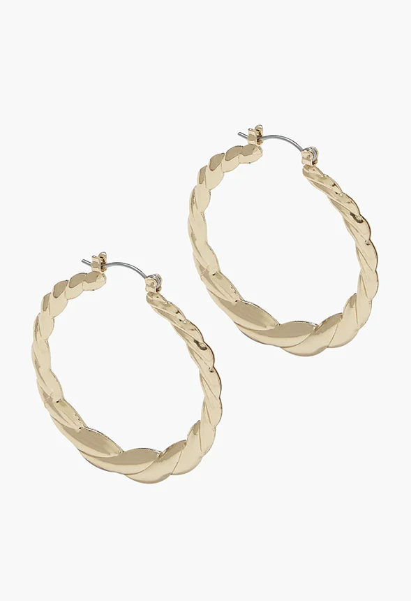 Drew Twisted Rope Creole Hoops - Image 2