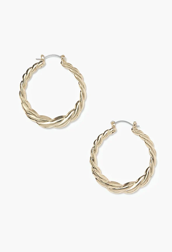 Drew Twisted Rope Creole Hoops - Image 3