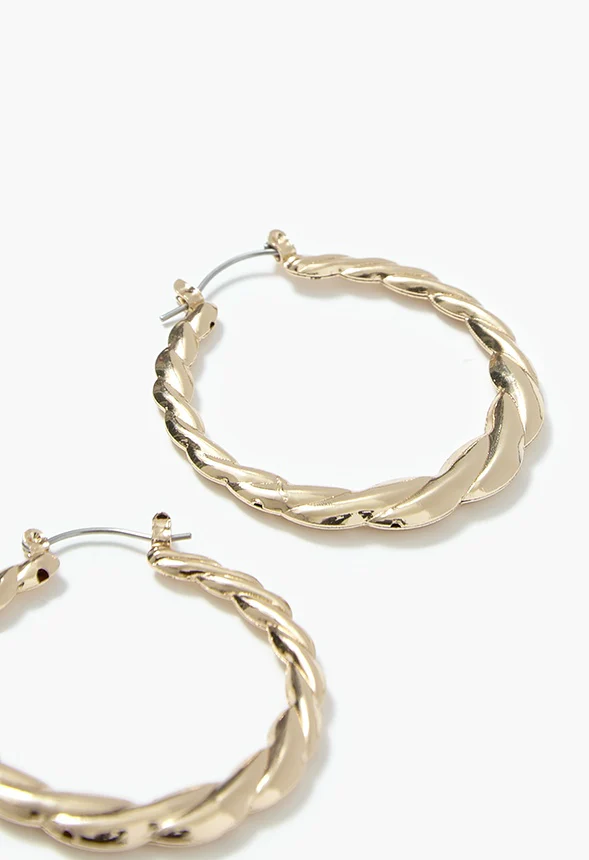 Drew Twisted Rope Creole Hoops - Image 4