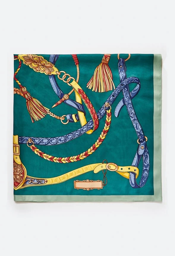 Eden Abstract Multicolor Print Silk Like Scarf - Image 3