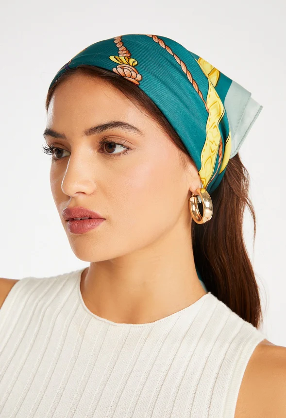 Eden Abstract Multicolor Print Silk Like Scarf - Image 5
