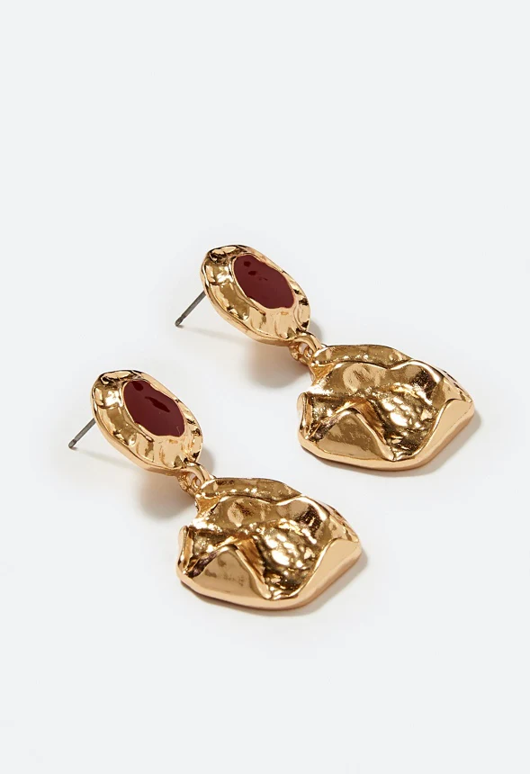 Eden Enamel Top Organic Metal Dangle Earrings - Image 3