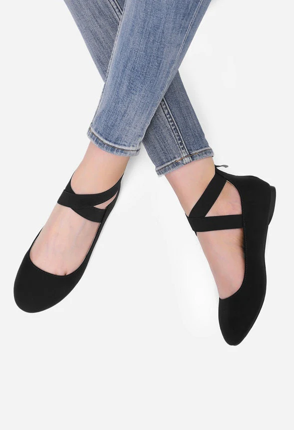 Elastic Closed Toe Flat with Ankle Strap - Image 2