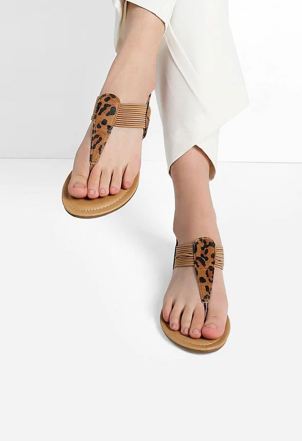 Women Elastic Strappy Thong Ankle Gladiator Sandals - Image 2