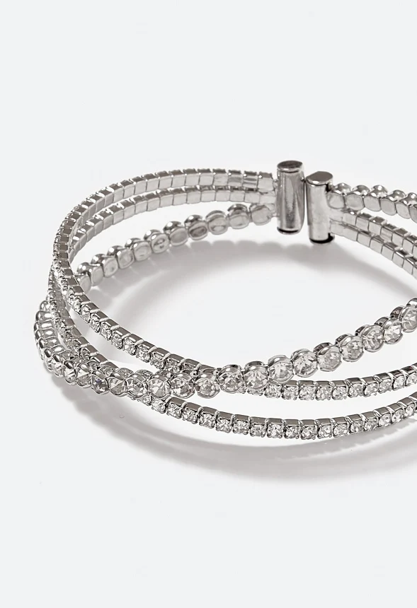 Elena Crossover Rhinestone Cuff - Image 3
