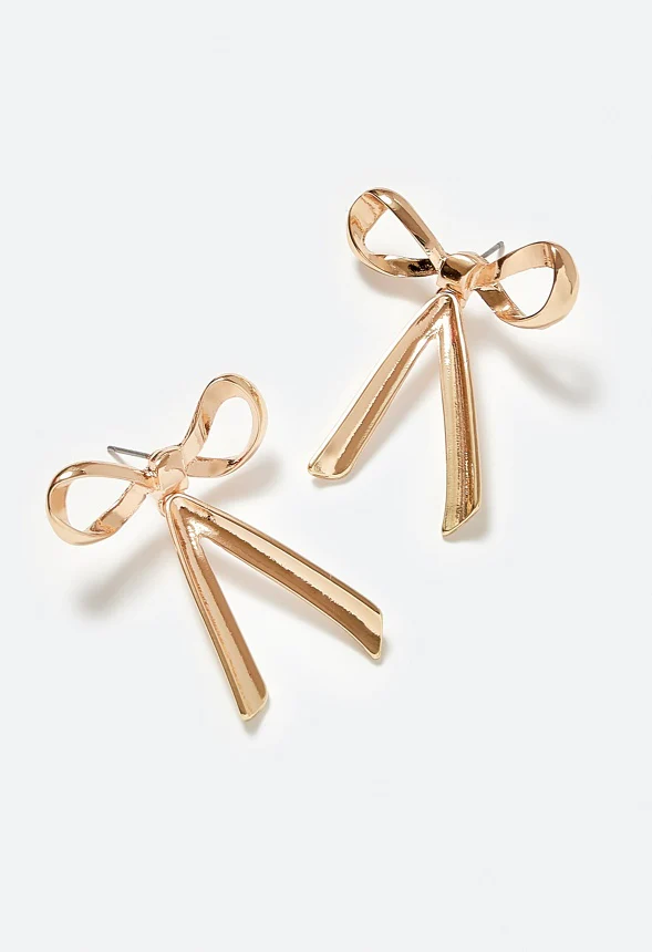 Eli Metal Dangle Bow Stud Earrings - Image 3