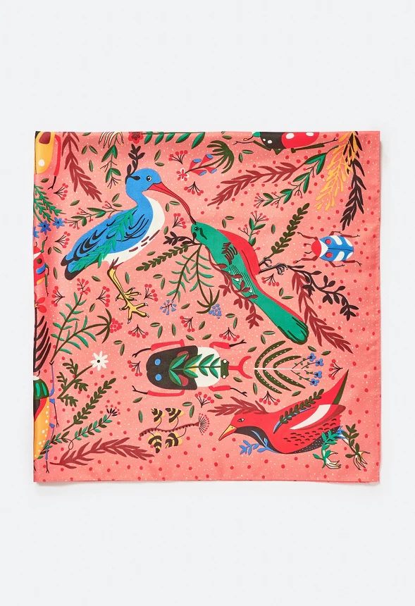 Eli Multicolor Birds Print Silk Like Scarf - Image 3