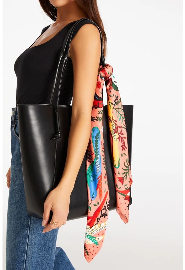 Eli Multicolor Birds Print Silk Like Scarf - Image 5