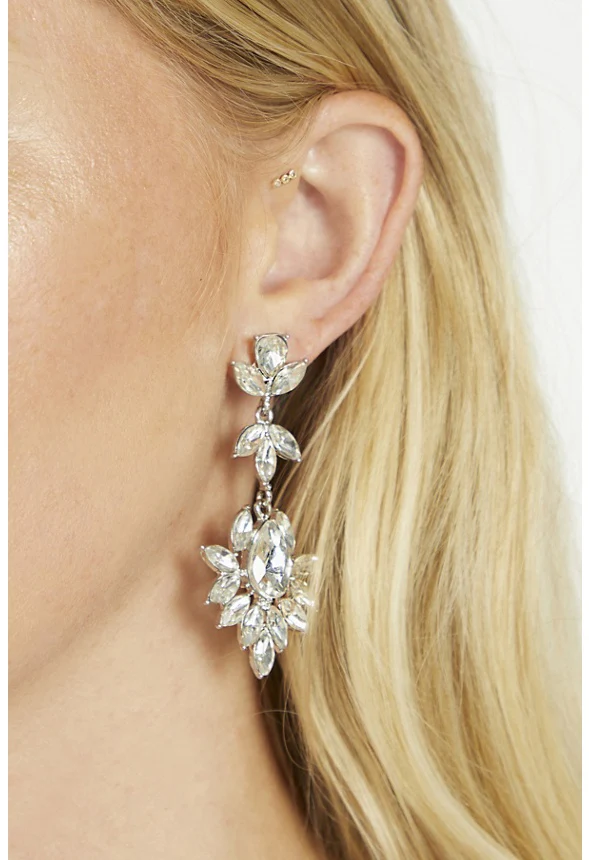 Elina Glass Stones Floral Drop Earrings - Image 3