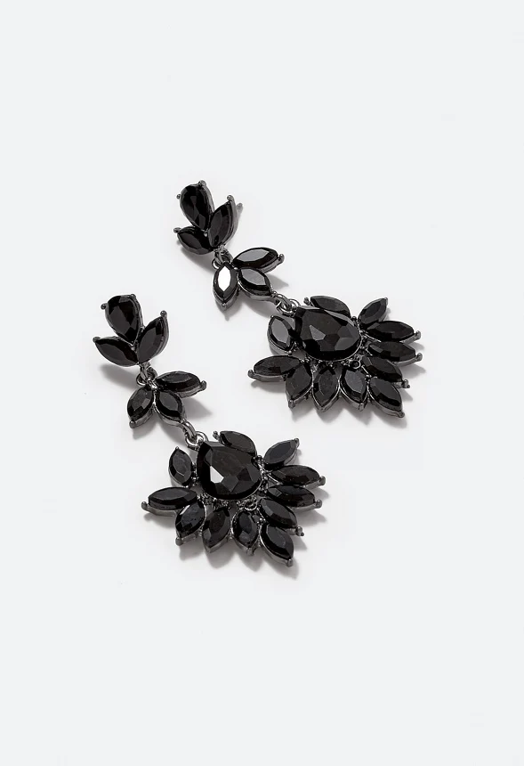 Elina Glass Stones Floral Drop Earrings - Image 3