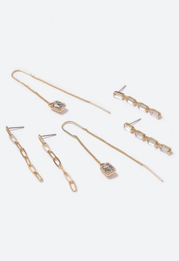 Ella Crystal and Chain Strand Earrings Multipack - Image 3