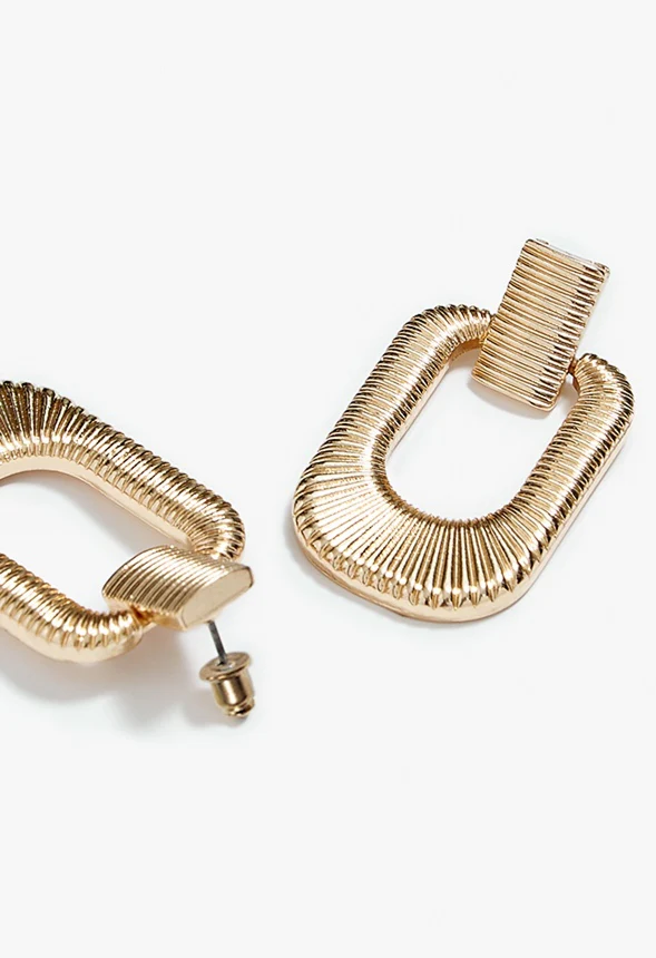 Ella Ridged Design Door Knocker Earrings - Image 2