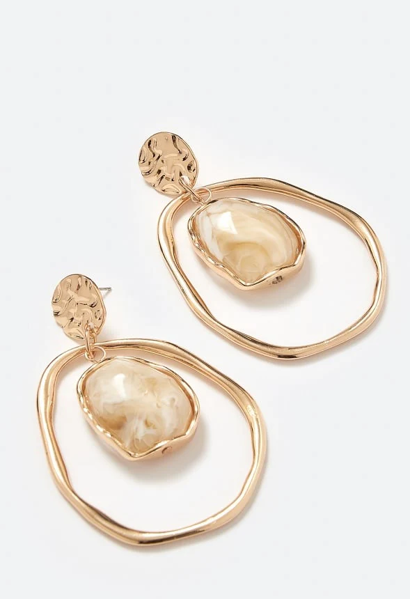 Elodie Organic Resin And Hammered Metal Drop Earrings - Image 3