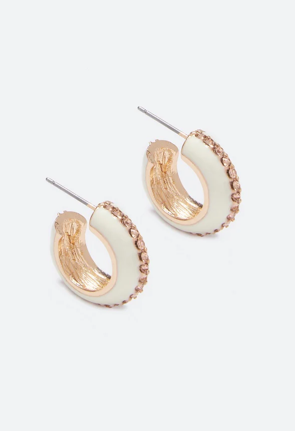 Emme Enamel Rhinestone Hoop Earrings - Image 2
