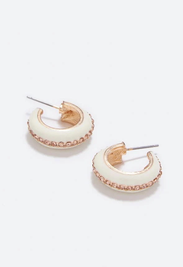 Emme Enamel Rhinestone Hoop Earrings - Image 3