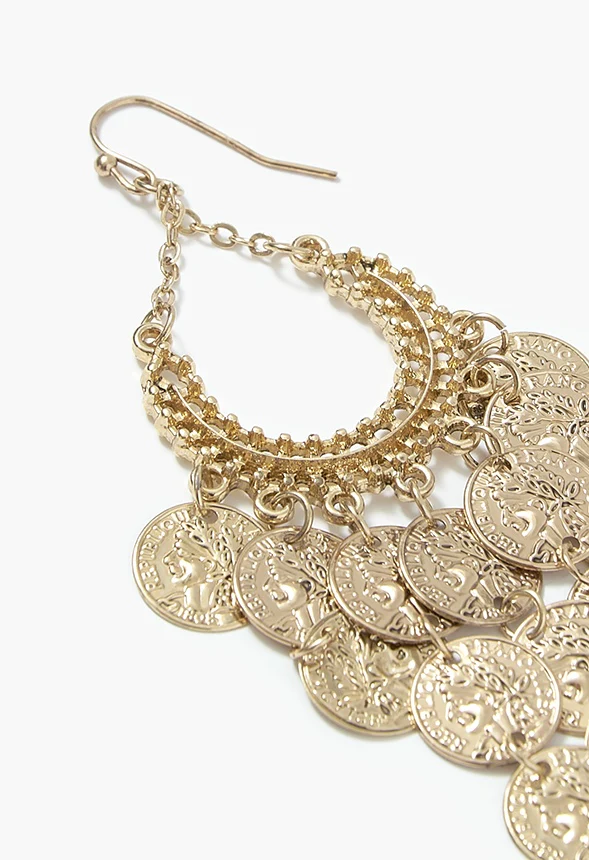 Esme Boho Coin Chandelier Drop Earrings - Image 2