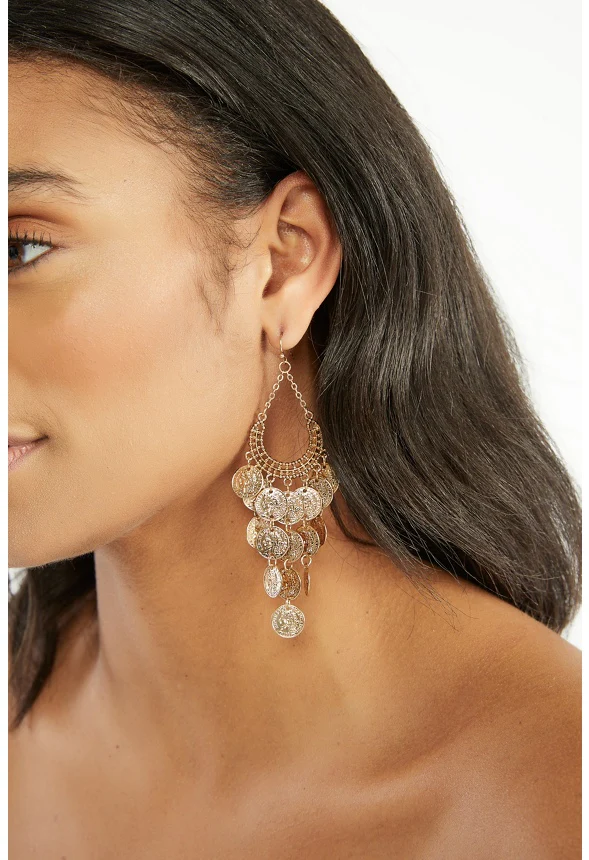 Esme Boho Coin Chandelier Drop Earrings - Image 3