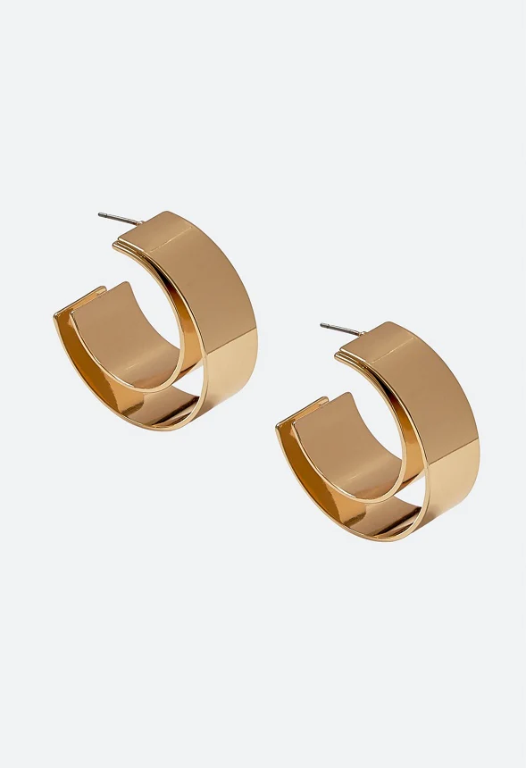 Esme Double Layer Smooth Wide Hoop Earrings - Image 2