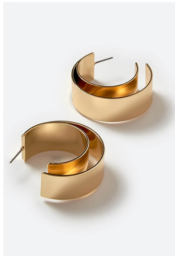 Esme Double Layer Smooth Wide Hoop Earrings - Image 3