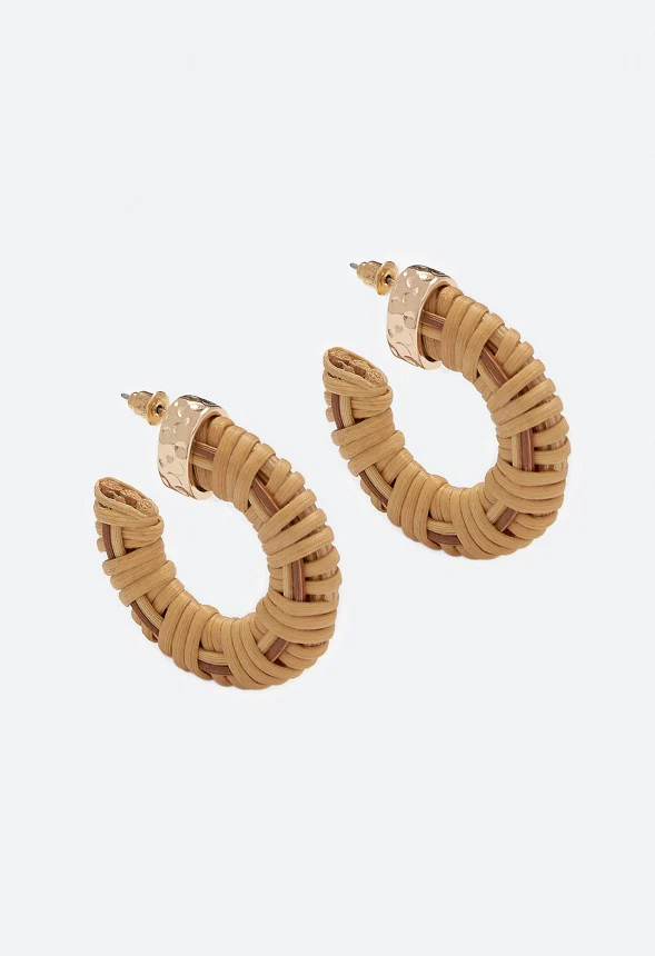 Etta Woven Natural Raffia Wrapped Hoop - Image 2
