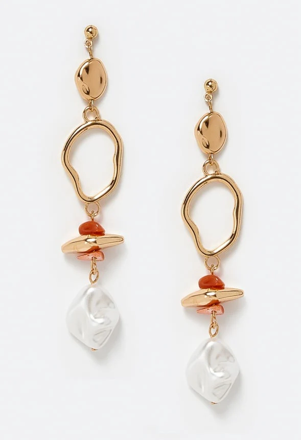 Eva Pearls And Chippings Drop Earrings - Image 2