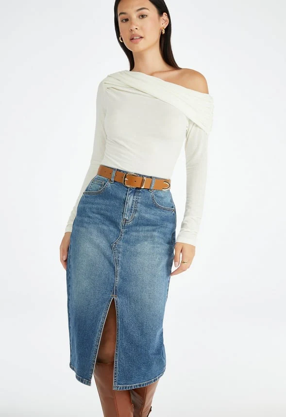 Evan Denim Midi Skirt - Image 4