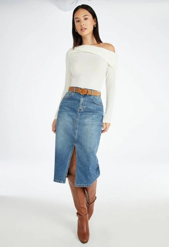 Evan Denim Midi Skirt - Image 5
