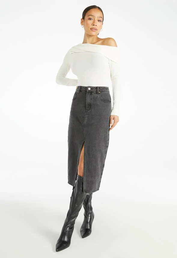 Evan Denim Midi Skirt - Image 4