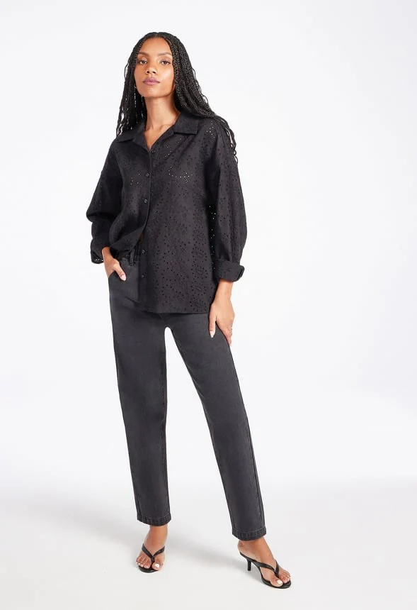 Eyelet Button Down Shirt - Image 2