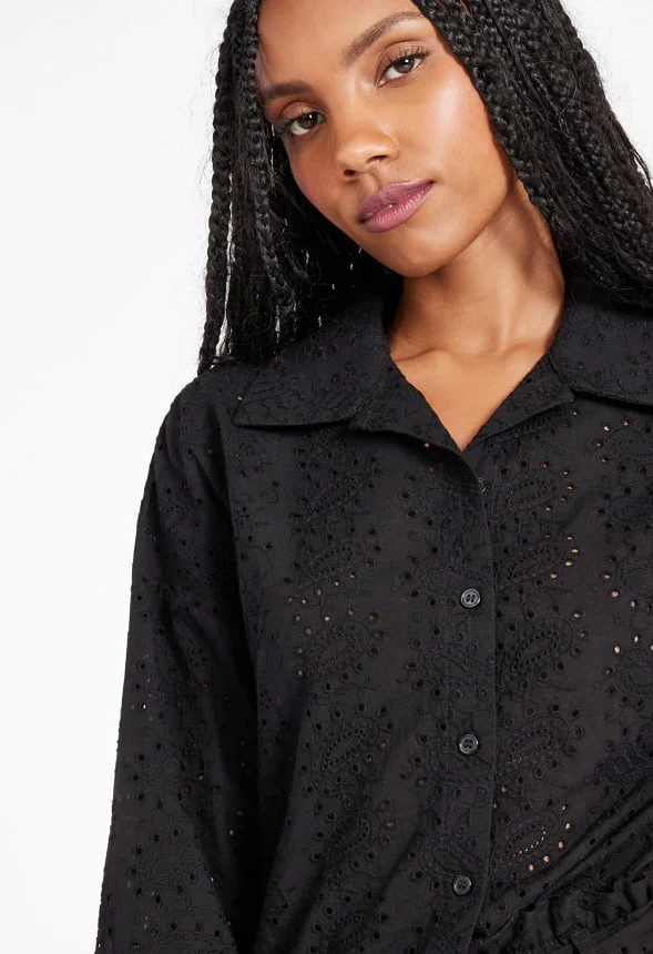 Eyelet Button Down Shirt - Image 4