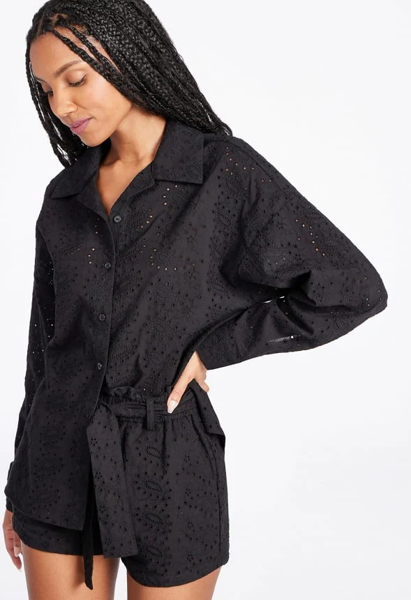 Eyelet Button Down Shirt - Image 5