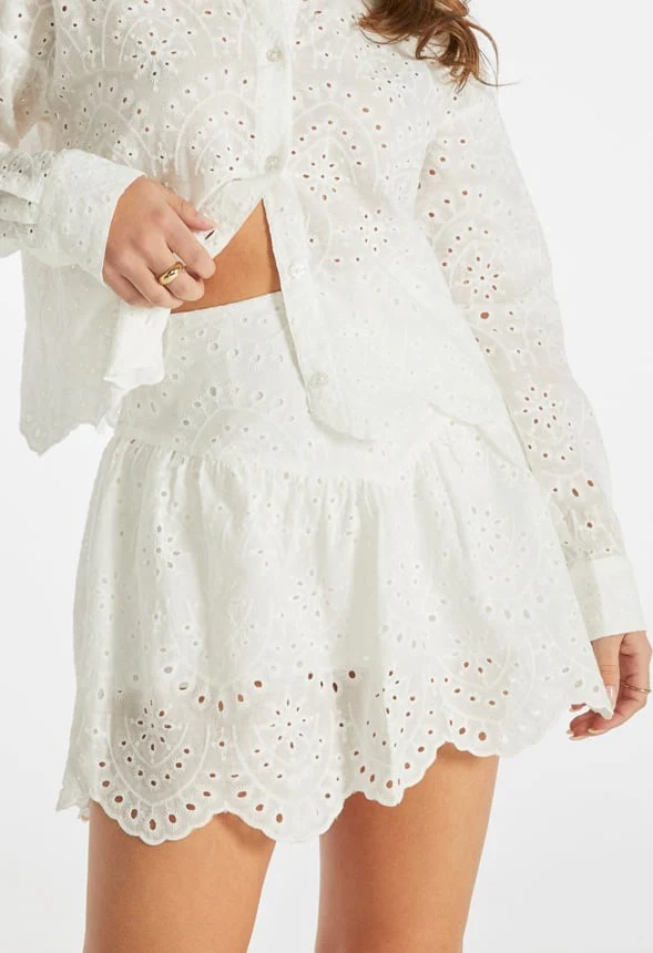 Eyelet Ruffle Mini Skirt - Image 2