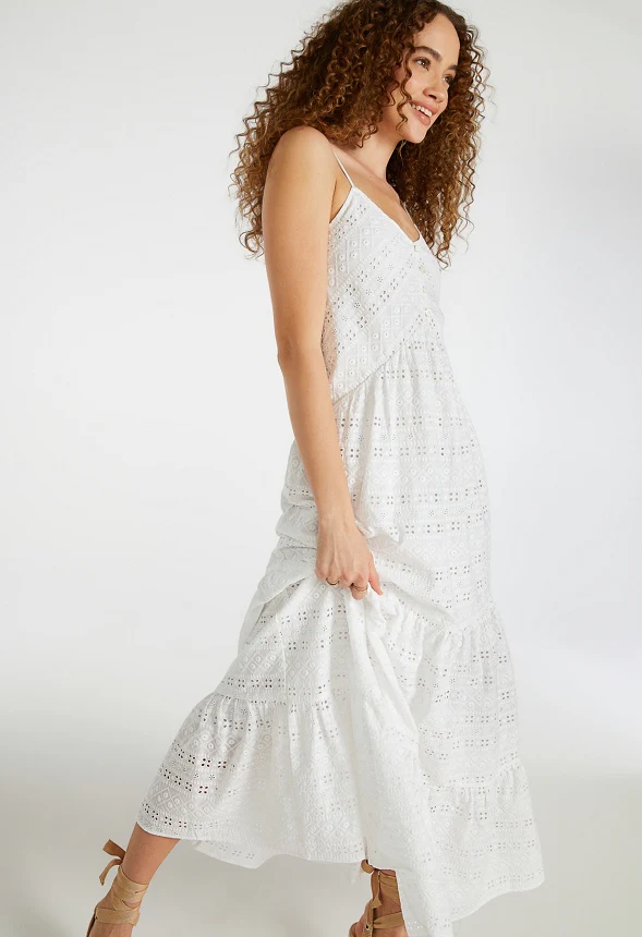 Eyelet Tiered Maxi Dress - Image 3