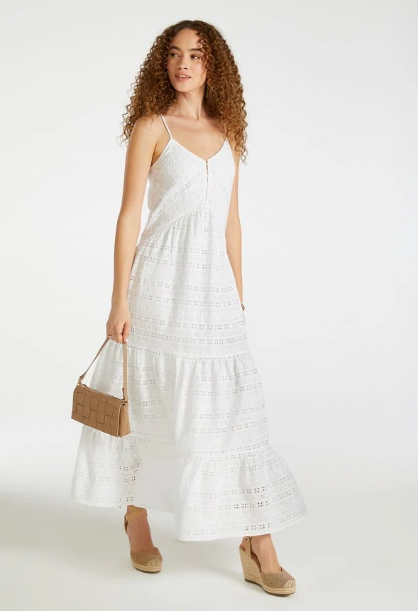 Eyelet Tiered Maxi Dress - Image 4