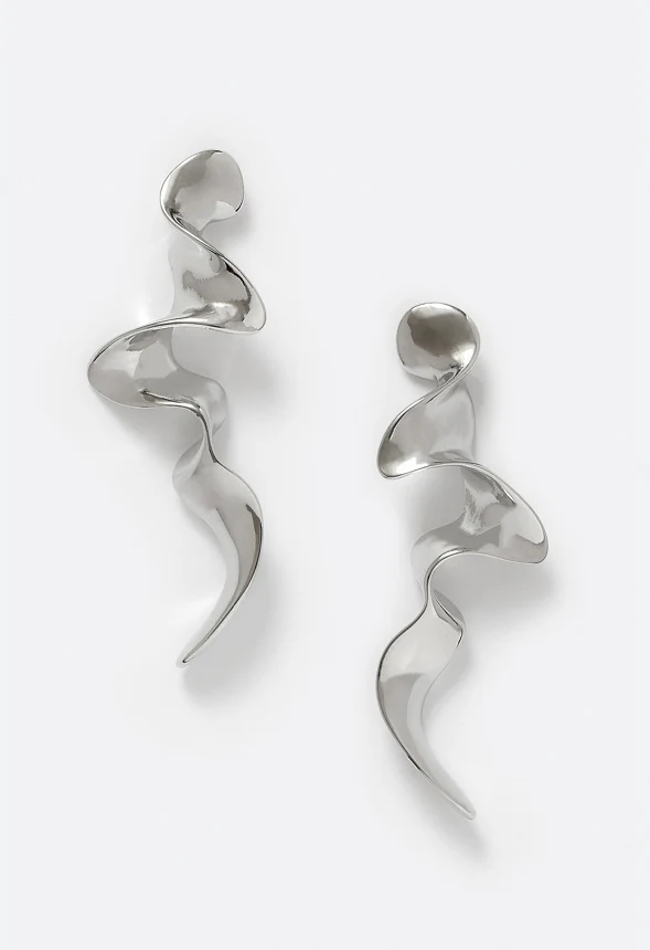 Ezra Irregular Metal Ribbon Effect Lightweight Drop Earrings - Image 3