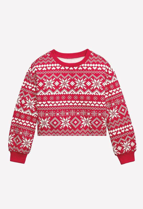 Fair Isle Cropped Sweatshirt - Image 2