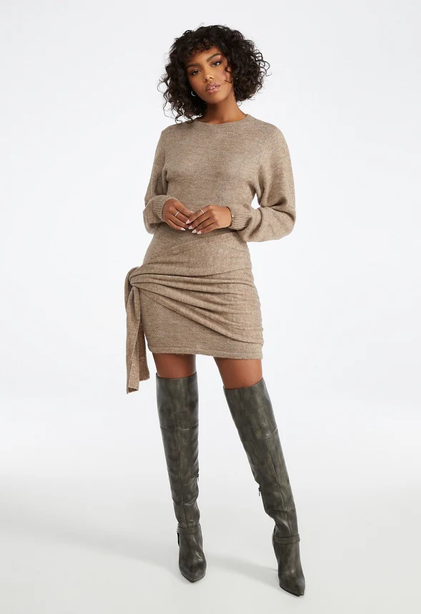 Wrap Mini Sweater Dress - Image 3