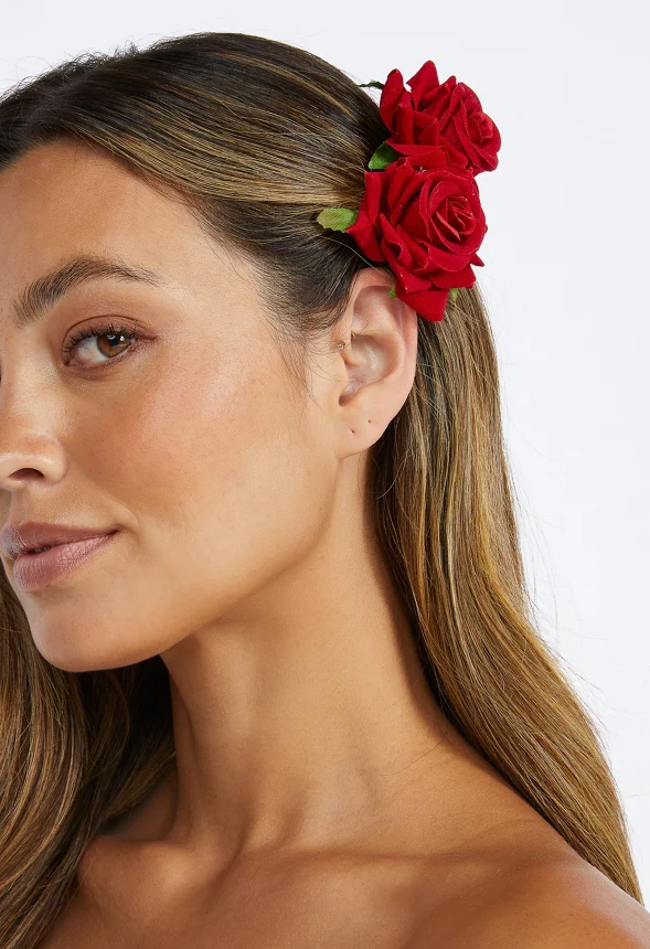 Fara Double Rose On Barette Hair Clip - Image 2
